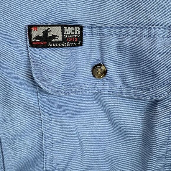 MCR Safety CAT2 Summit Breeze Fire Resistant Shirt 2XLT Blue Welding Mechanic - Picture 4 of 16